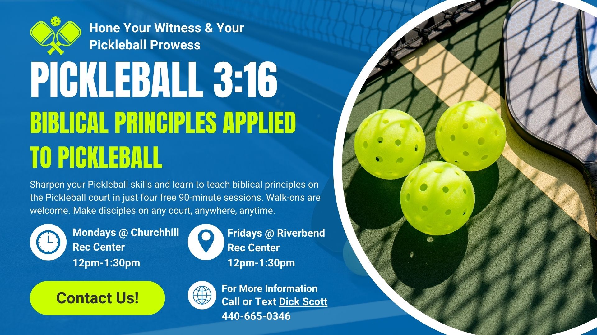 Blue and Green Modern Pickleball Tournament Banner Landscape